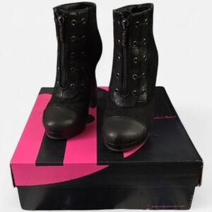 Michael Antonio Manteca Black Women's High-Heel Ankle Boot with Front Zip